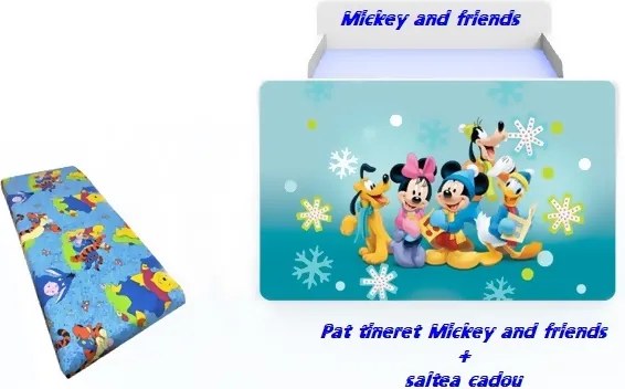 Pat tineret Mickey &amp; Friends cu saltea