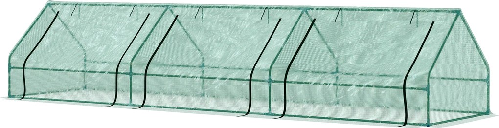 Outsunny Seră pentru Grădină Impermeabilă și Rezistentă la UV cu 3 Ferestre Rulante, 400x100x80 cm, Verde | Aosom Romania