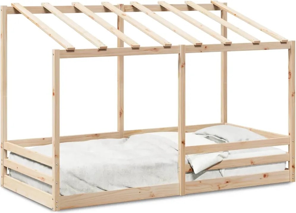 vidaXL Acoperiș pat de copii, alb, 80x200 cm, lemn masiv de pin