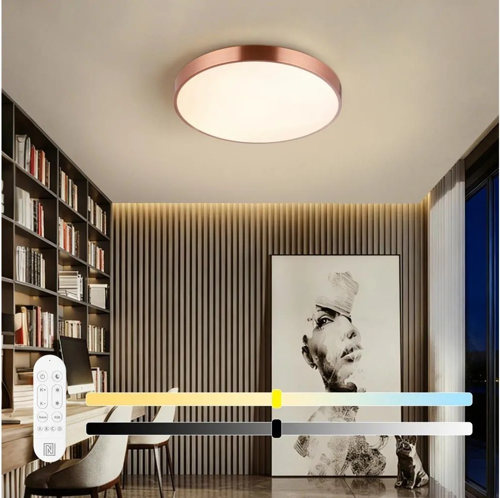 Immax NEO 07321L-LED Reglabilă plafonieră NEO LITE SEMPLICI 36W/230V Ø40 cm culoare cupru + telecomandă