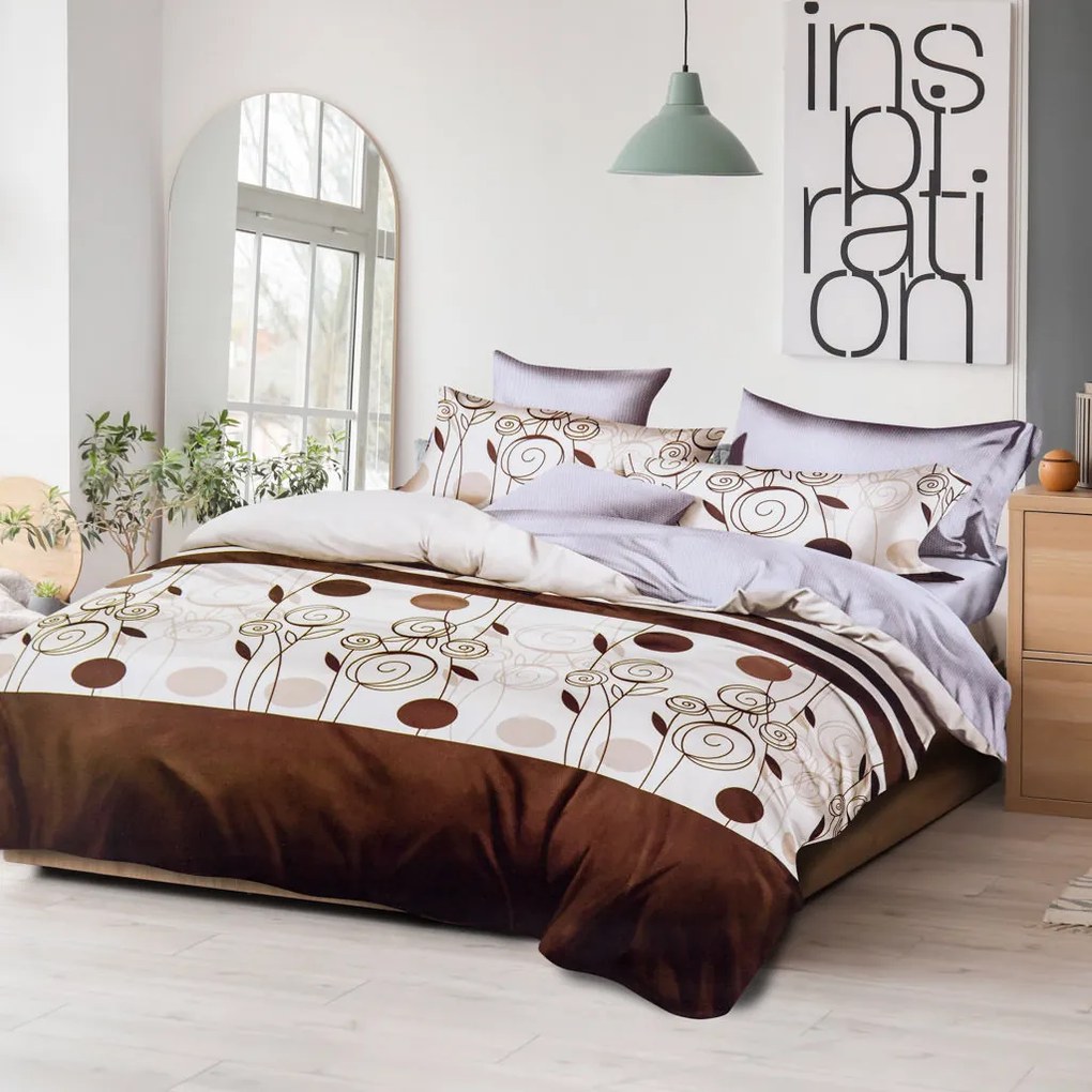 Lenjerie de pat din bumbac Culoare crem, CAPONE + fata de perna 40 x 50 cm gratuit