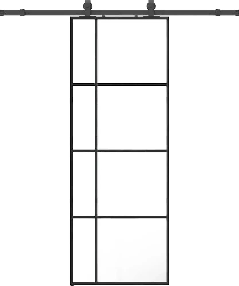 vidaXL Ușă glisantă cu set de feronerie neagră 76x205 cm Sticlă ESG