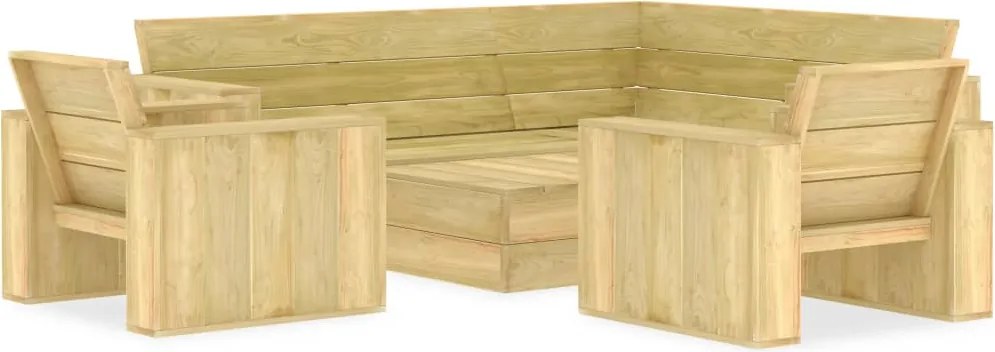 vidaXL Set mobilier de grădină, 4 piese, lemn de pin tratat