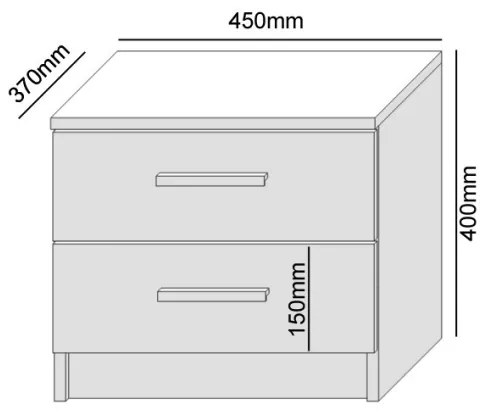 Noptieră TOD, stejar Wotan