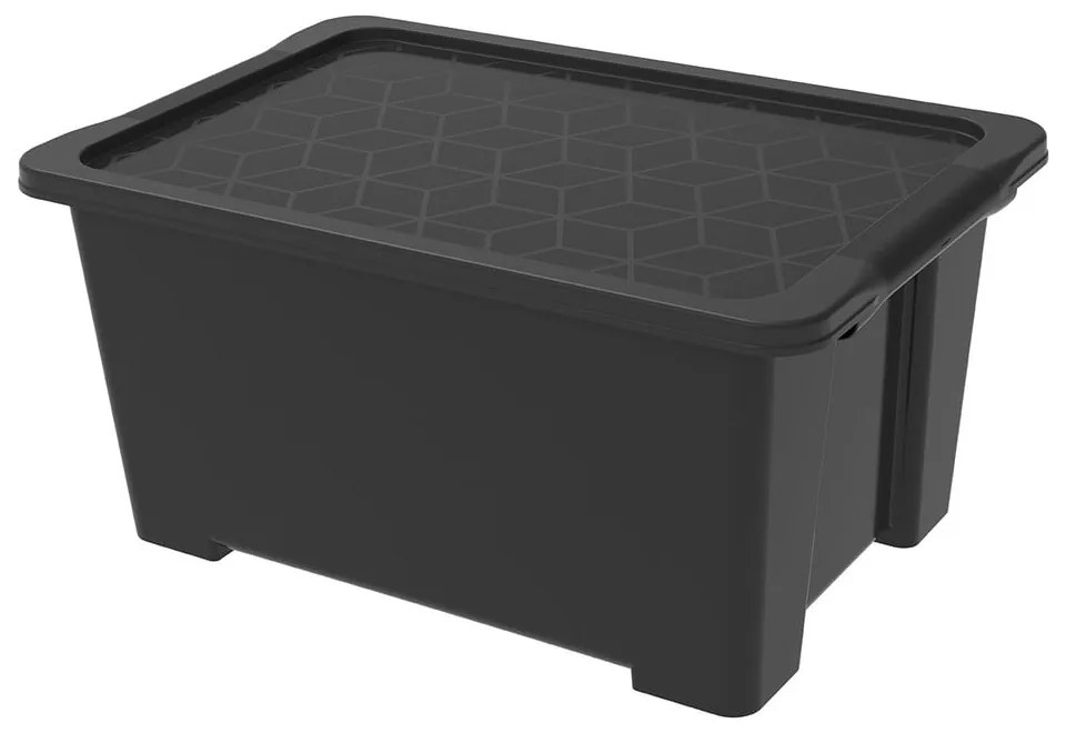 Cutie de depozitare negru lucios din plastic cu capac Evo Easy - Rotho