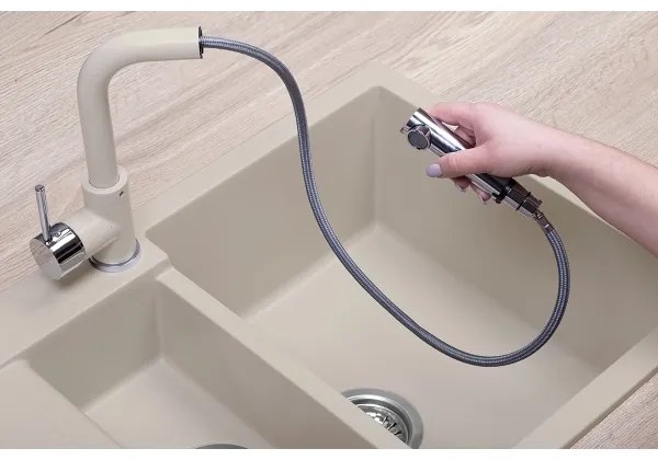 Concept BDG4527BE - Baterie pentru chiuvetă cu duș extractabil, 26,9 cm, granit/bej