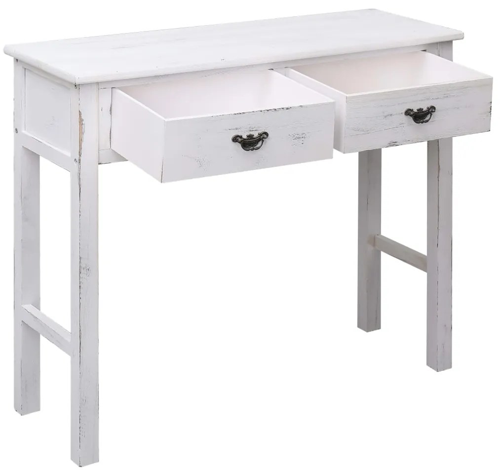 284152 vidaXL Masă consolă, alb antichizat, 90 x 30 x 77 cm, lemn