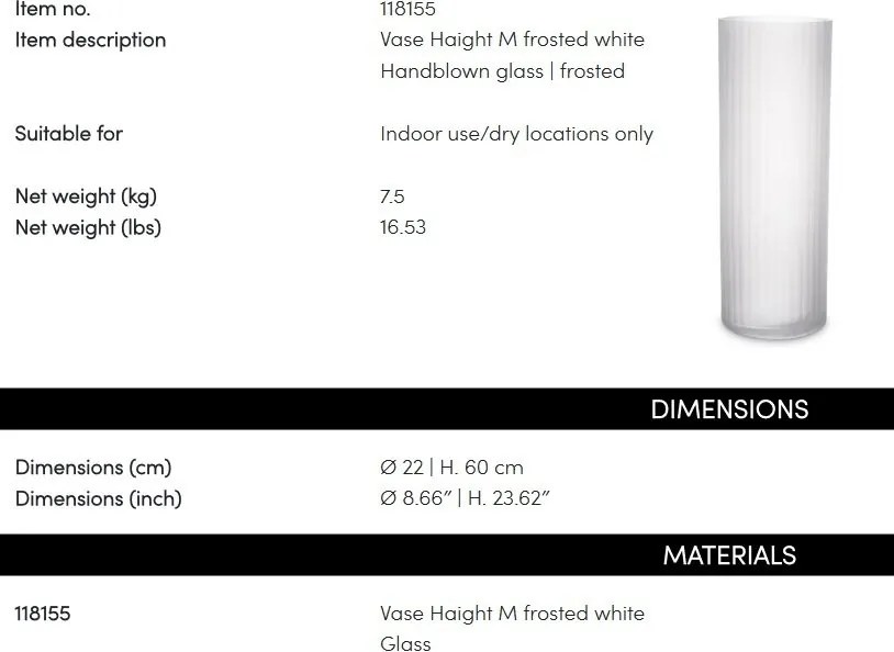 Vaza, Vas decorativ design LUX Haight M, frosted