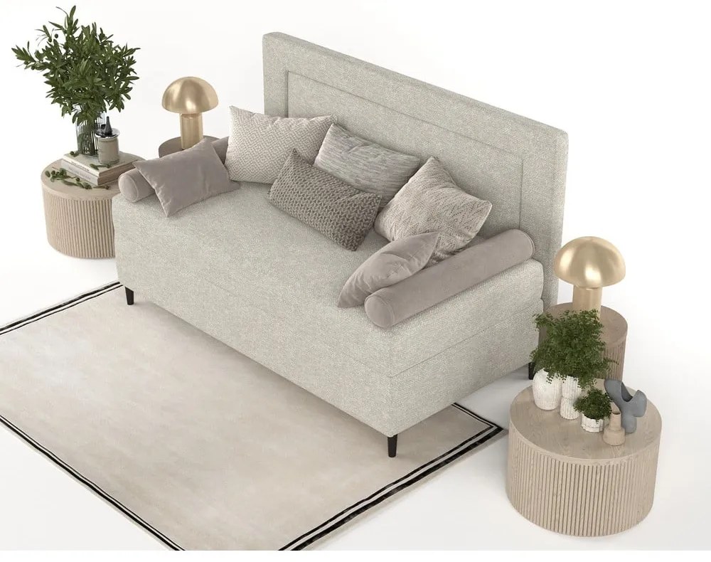 Pat gri/bej tapițat 80x200 cm Alba – Maison de Rêve