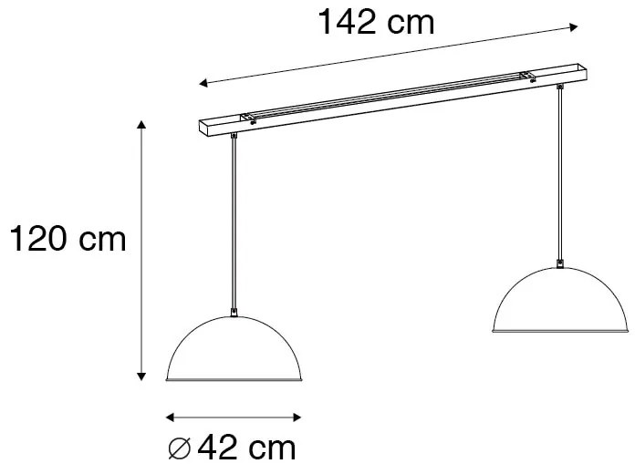 Lampă suspendată industrială neagră cu auriu 2 lumini - Magnax