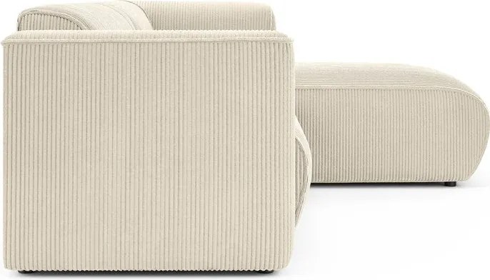 Colțar bej cu tapițerie din catifea reiată (cu colț pe partea dreaptă/cu șezlong) Merid – Ropez