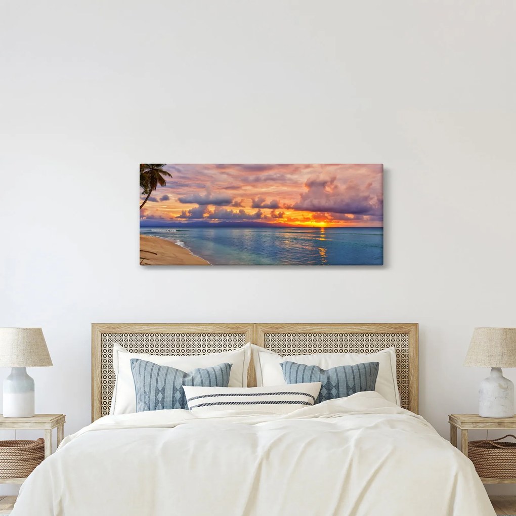 Tablou - Apus de soare la plajâ (120x50 cm)