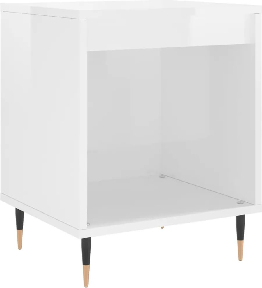 vidaXL Noptieră, alb extralucios, 40x35x50 cm, lemn compozit