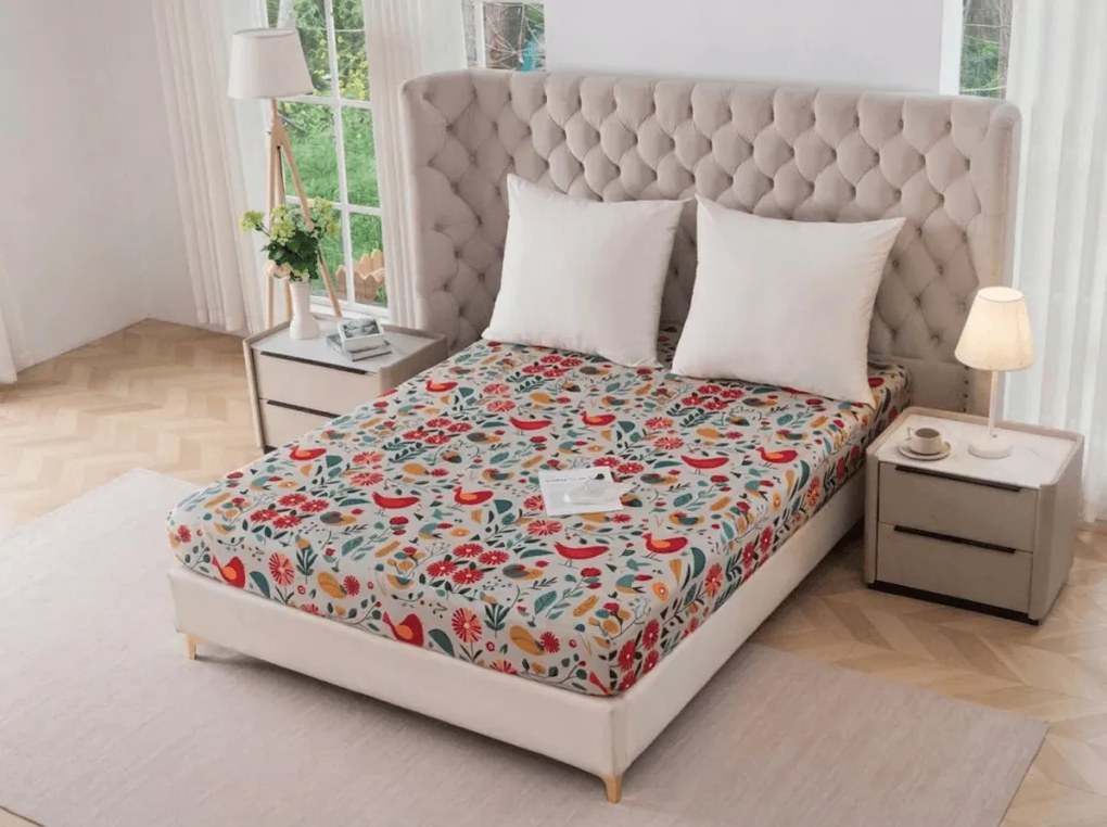 Cearsaf din microfibra RETRO BIRD colorat 90x200 cm