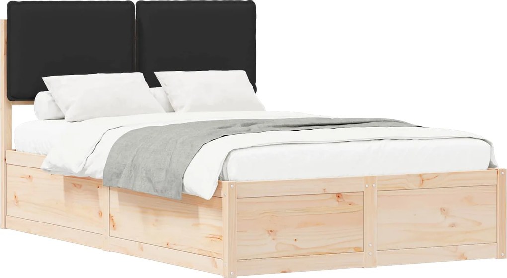 vidaXL Cadru de pat cu tăblie tapițată cu headboard Negru 120 x 200 cm