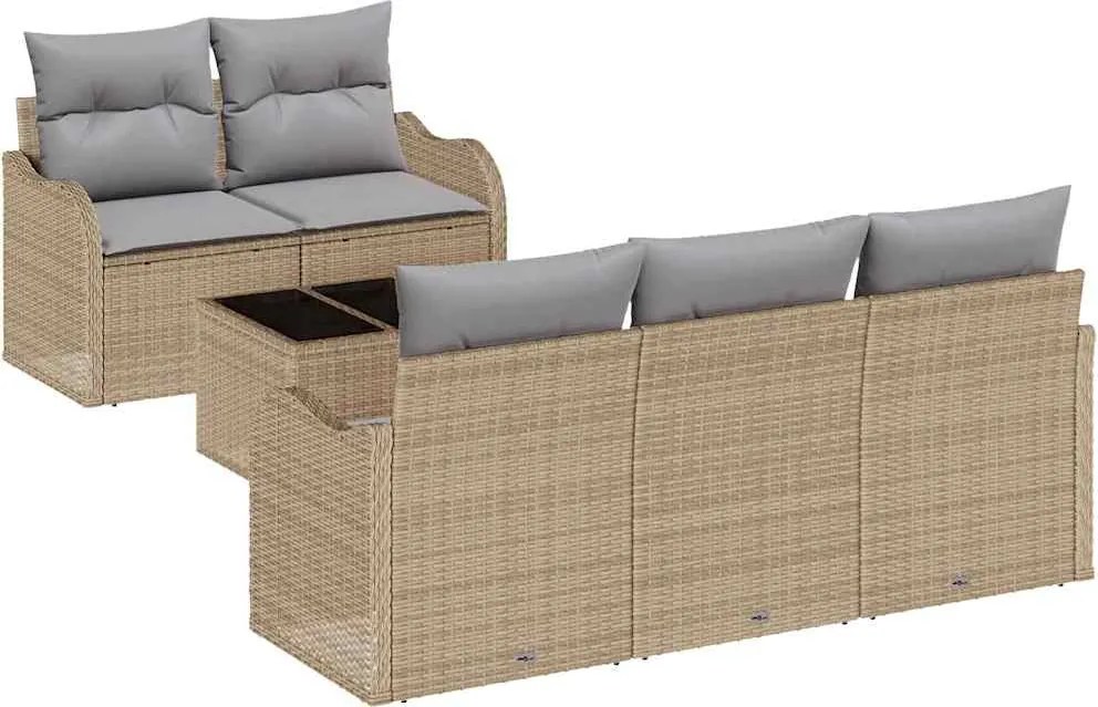 vidaXL Set de canapele pentru grădină cu pernă Manual 6 pcs Bej și gri