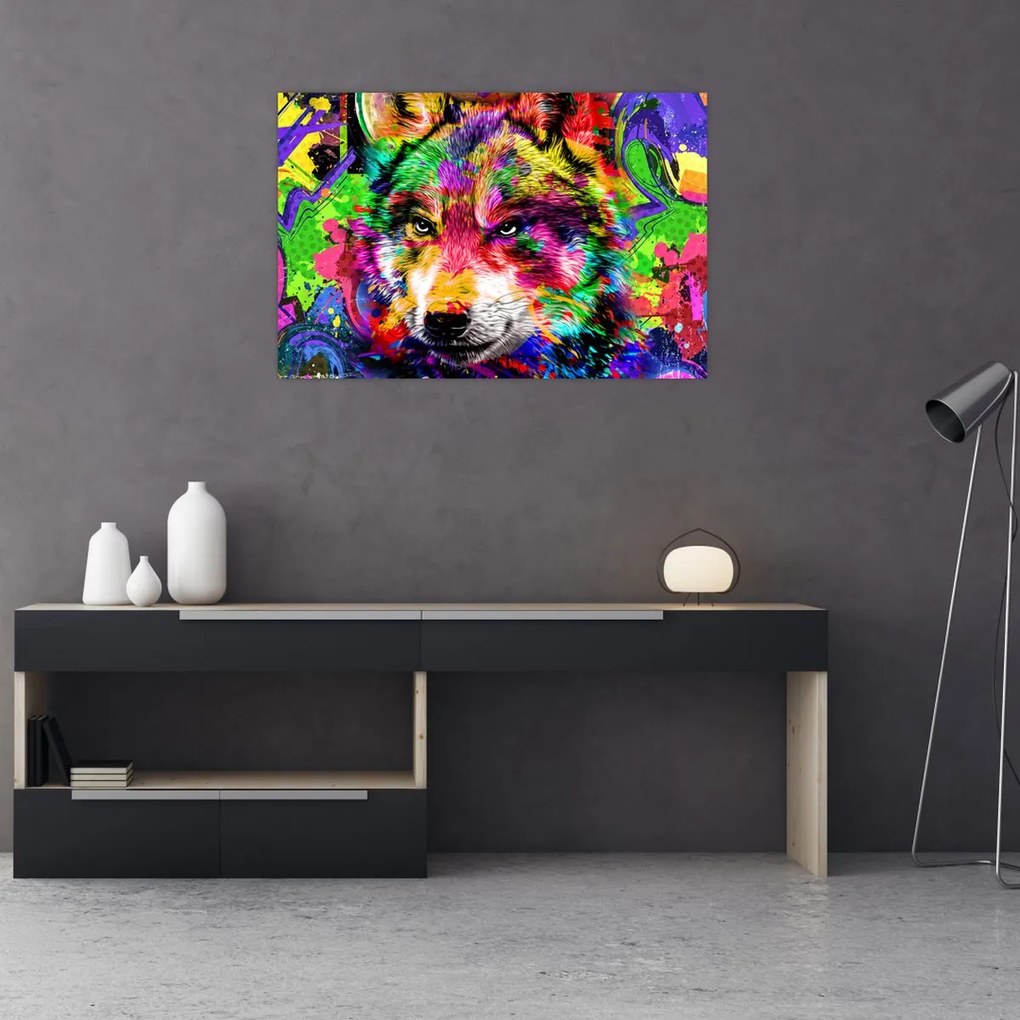 Tablou - Lupul cu graffiti (90x60 cm)
