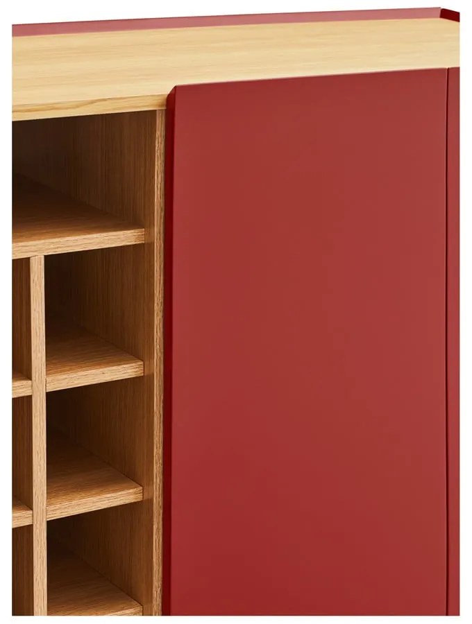 Comodă roșie înaltă cu aspect de lemn de stejar 95x120 cm Arista – Teulat