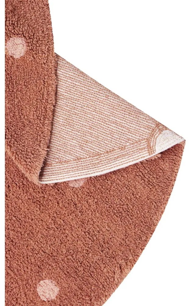 Covor pentru copii cărămiziu lavabil/țesut manual din bumbac ø140 cm Round Dot Chestnut – Lorena Canals