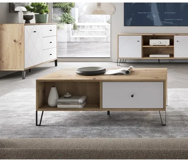 Măsuță de cafea SULA stejar artisan/alb