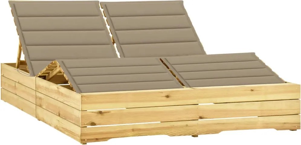 vidaXL Șezlong dublu cu perne bej, lemn de pin tratat