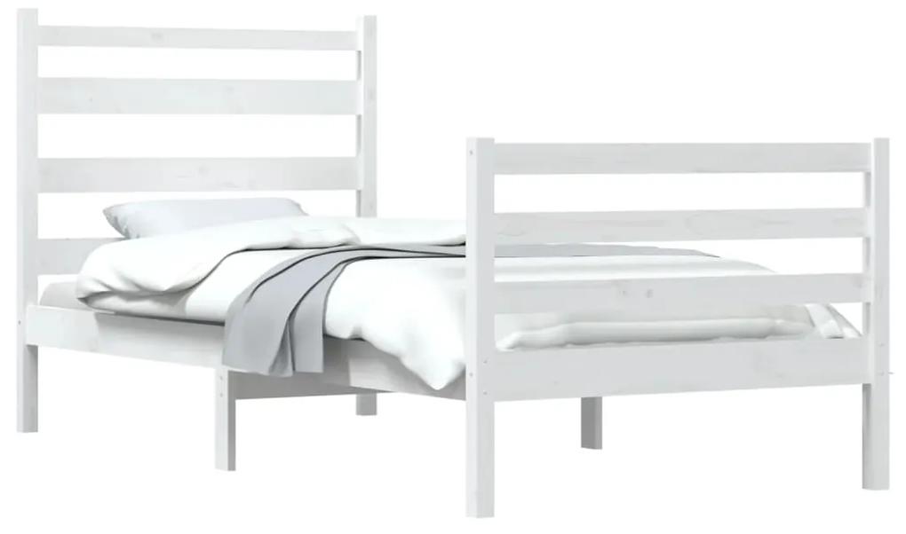 Cadru de pat, 90x200 cm, lemn masiv de pin, alb Alb, 90 x 200 cm
