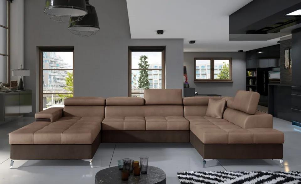 Canapea modulara, extensibila, cu spatiu pentru depozitare, 345x202x90 cm, Eduardo R01, Eltap (Culoare: Verde inchis / Kronos 04)