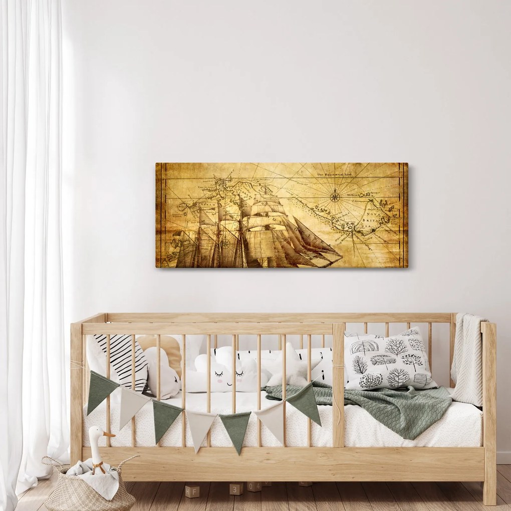 Tablou - Harta veche (120x50 cm)