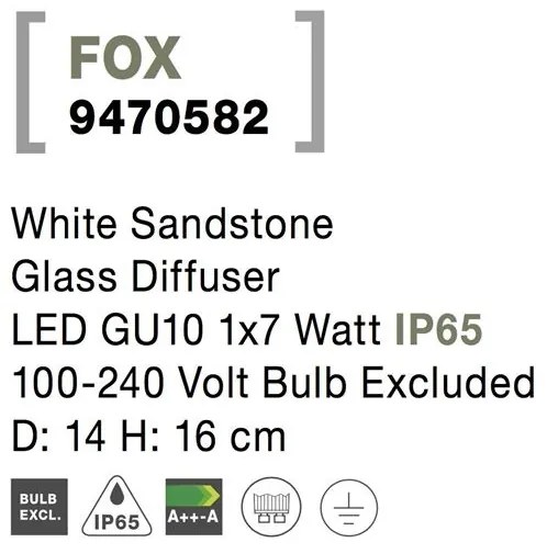 Mini stalp decorativ iluminat exterior IP65 FOX alb