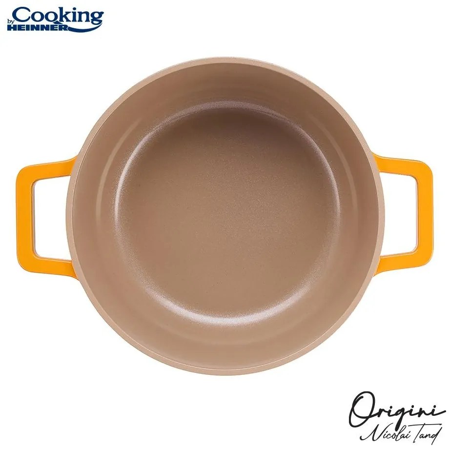 Oală din aluminiu turnat cu capac 26x12.5 cm, 5.8L – Cooking by Heinner, Colecția Origini by Nicolai Tand HR-BJK-C26, cu distribuție uniformă a