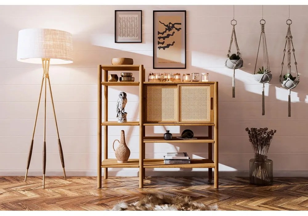 Bibliotecă din lemn de stejar 120x123 cm Pola - The Beds