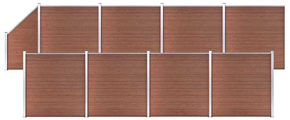 vidaXL Set panouri gard, 8 pătrate + 1 oblic, maro, 1484x186 cm, WPC