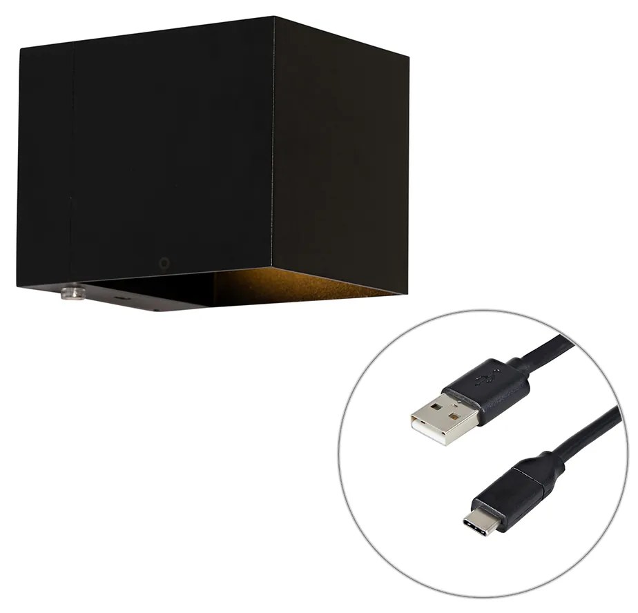 Aplică neagră incluzând LED și dimmer tactil reîncărcabilă - Joris