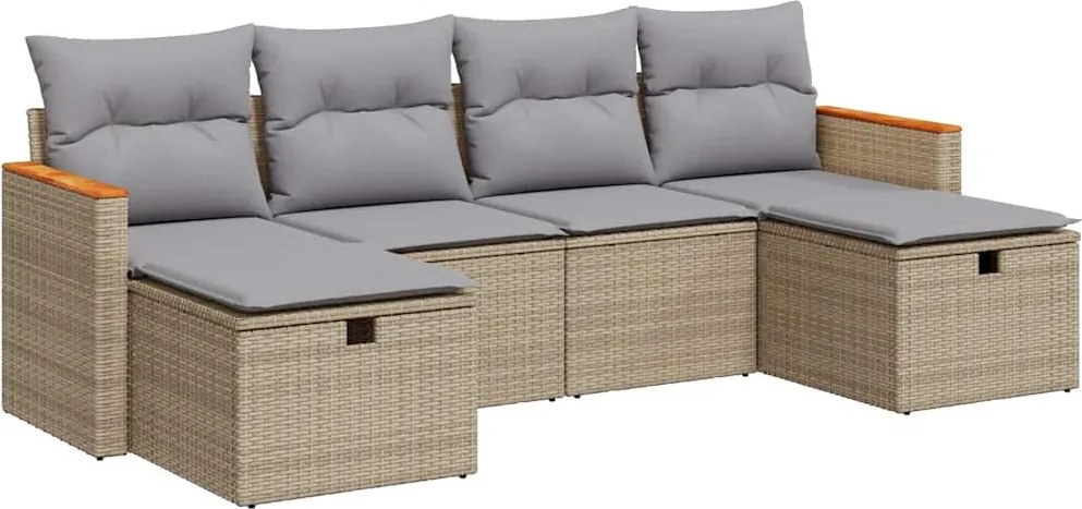 vidaXL Set canapele de grădină cu perne, 6 piese, bej, poliratan