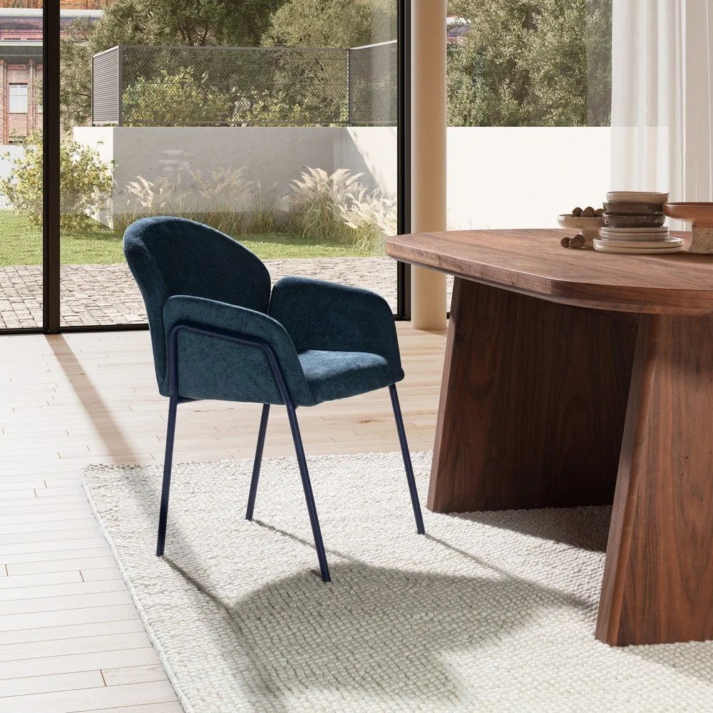 Set de scaune de sufragerie albastru 2 buc. tapițat Aslin – MOME