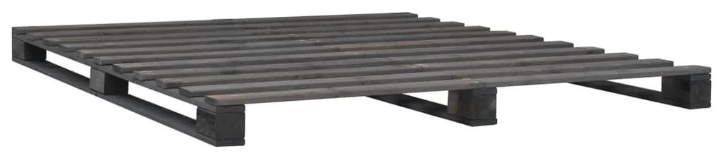 285251 vidaXL Cadru de pat din paleți, 140 x 200 cm, gri, lemn masiv de pin