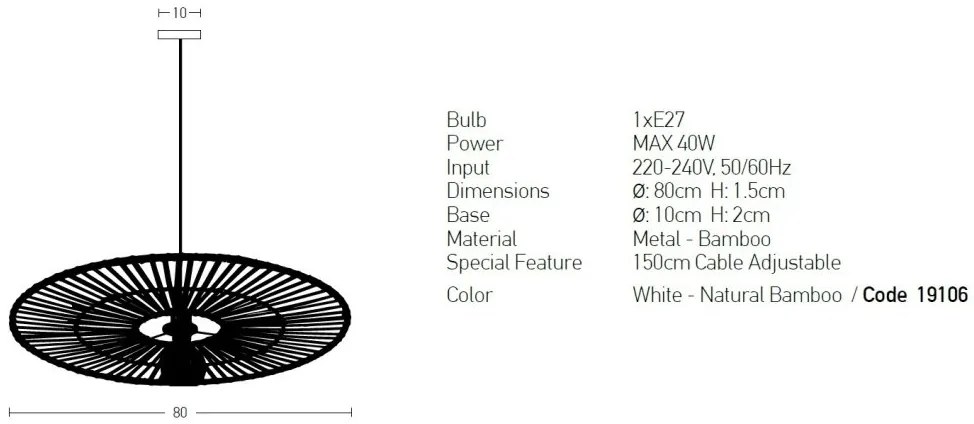 Pendul, lustra design modern Lian alb 80cm