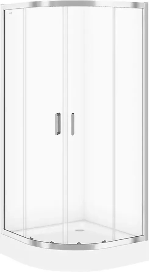 Cabina de dus semirotunda Cersanit Arteco cu 2 usi culisante 90x90 crom