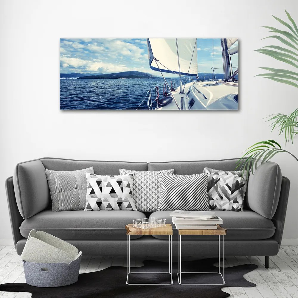 Tablou canvas Iahtul pe fundal mare
