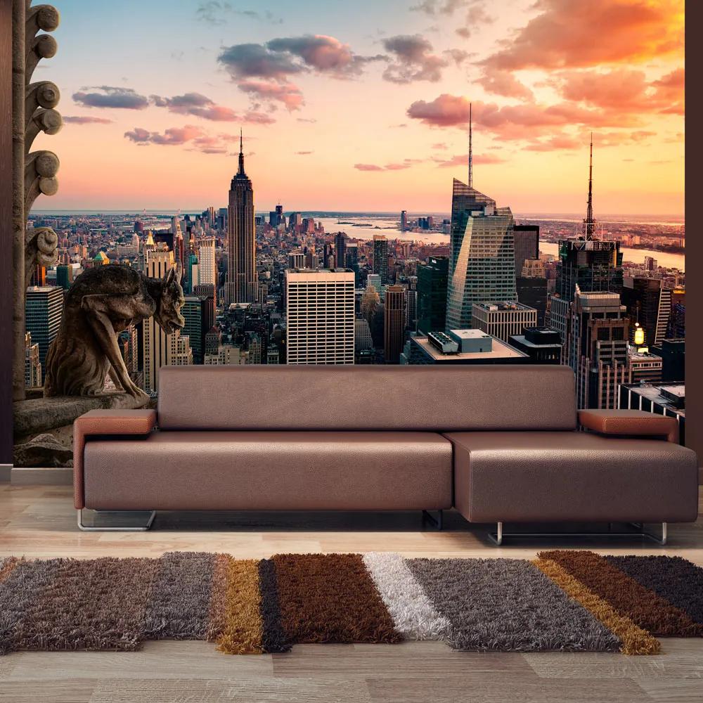 Fototapet Bimago - New York: The skyscrapers and sunset + Adeziv gratuit 350x245 cm