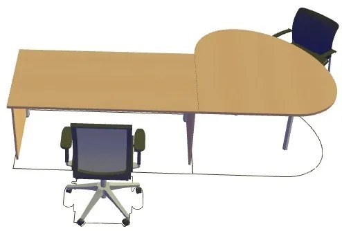 Birou de birou 120 x 120 cm, ProOffice A, stânga, pară sălbatică