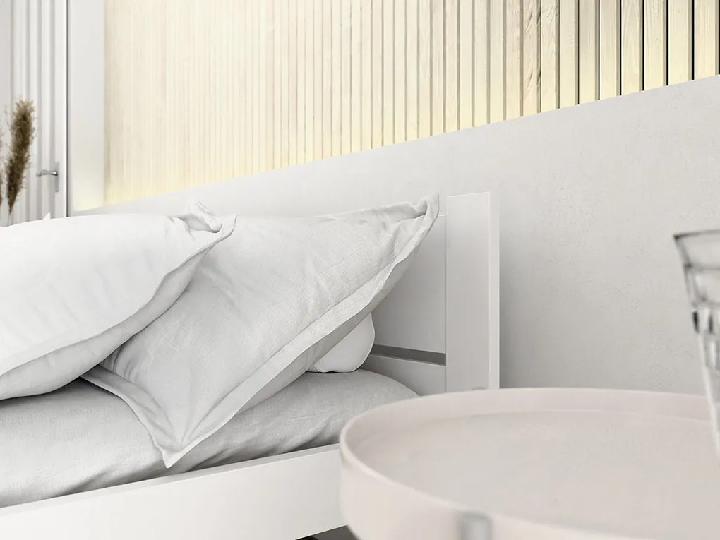 Pat de o persoana Culoare alb, IKAROS DOUBLE 90 x 200 cm Saltele: Cu saltele Somnia 18 cm, Somiera pat: Cu lamele curbate