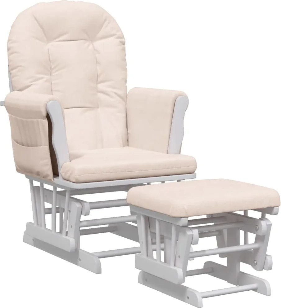 vidaXL Scaun glisant cu taburet, roz deschis, material textil