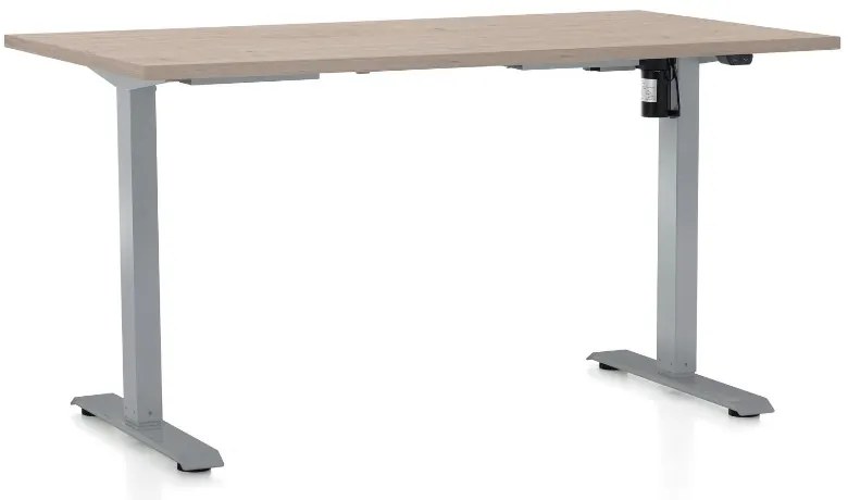 Masa inaltime reglabila OfficeTech A, 120 x 80 cm, bază gri, stejar