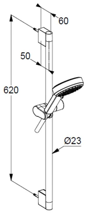 Set de dus, Kludi, sDive, cu para 3S, bara de 60cm si furtun de 160cm, crom