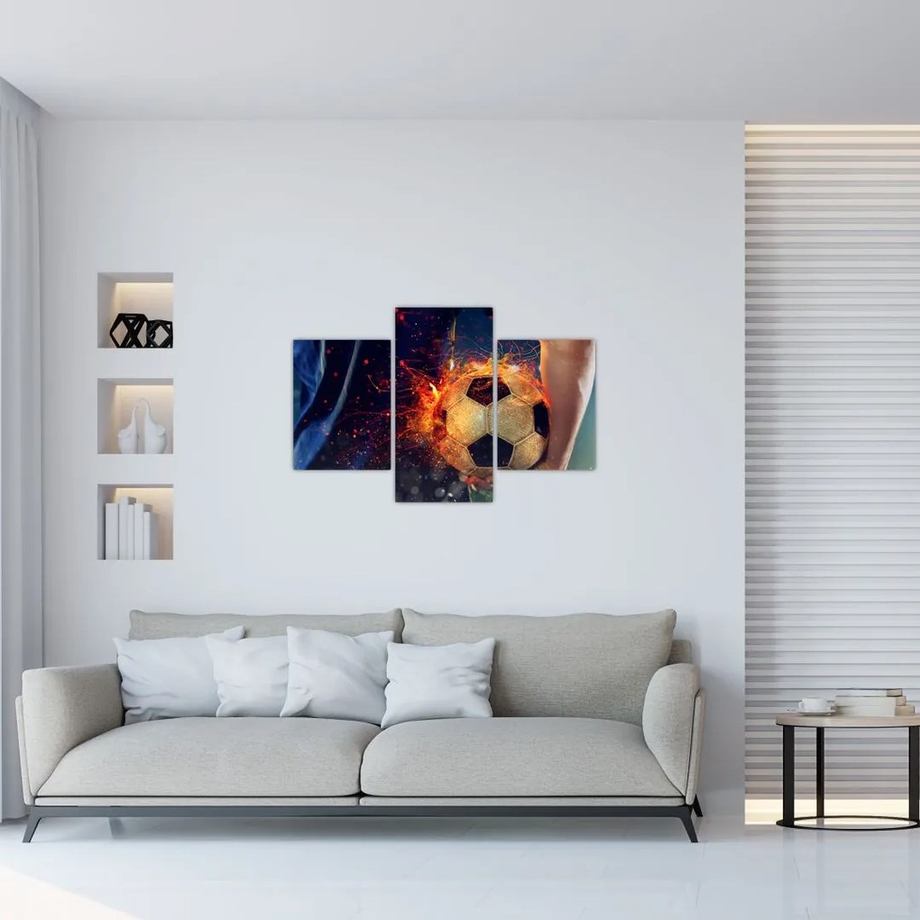Tablou - Minge de fotbal în flăcări (90x60 cm)