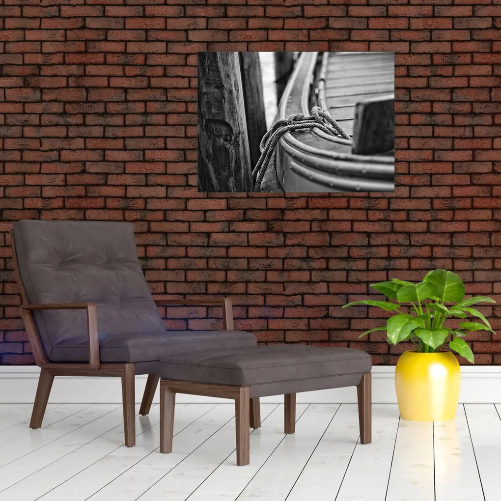 Tablou pe sticlă - O barcă legată (70x50 cm)