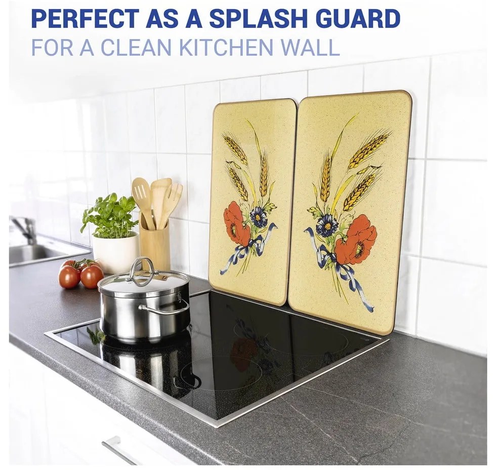 Protecții de aragaz 2 buc. din sticlă temperată 52x30 cm Corn-Flowers - Maximex