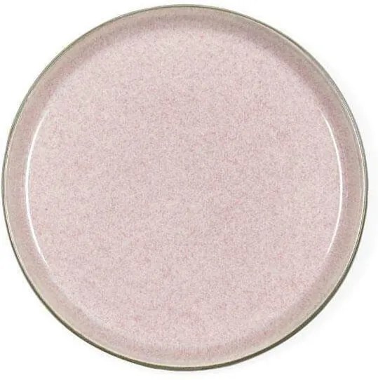 Farfurie Ceramica Gri cu Interior Roz - Ceramica Roz Diametru(21cm) x Inaltime(2cm)