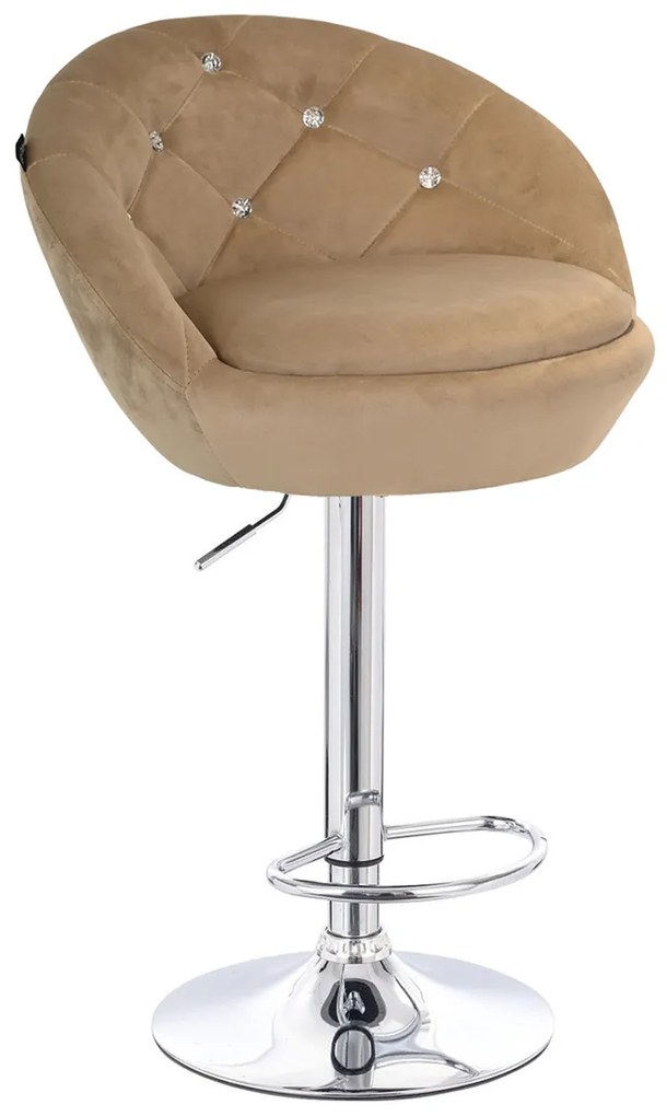 HR948W Scaun Latte din Catifea cu Bază Cromata